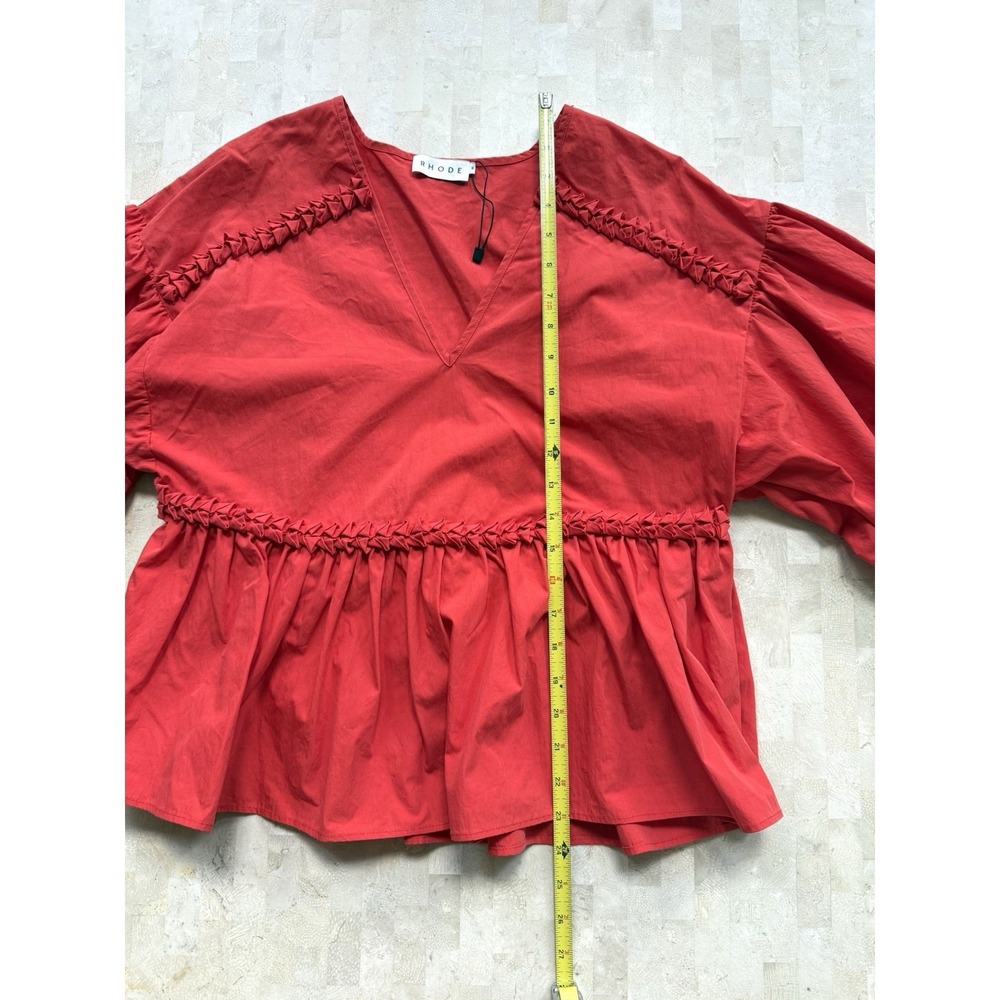Rhode Red Arya Cotton Peplum V Neck Peasant Designer Top Sz M NWOT $325 - Picture 4 of 9